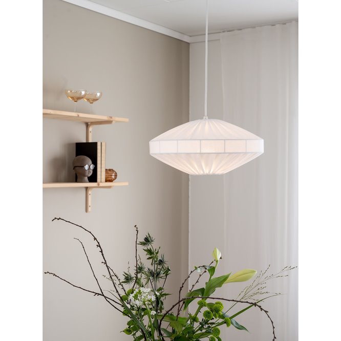 Biała eliptyczna lampa abażurowa Edith PR Home